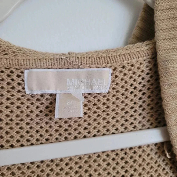 Micheal Kors tan hooded cardigan size M. It has an open from with a hood on - Picture 4 of 9